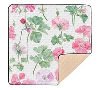Grand tapis de gymnastique antidérapant pour bébé - Motif fleur rose - 127 x 127 cm