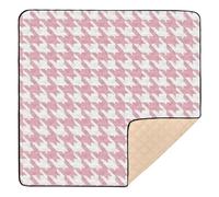 Grand tapis de gymnastique et d'activités classique motif pied-de-poule blanc pêche pour intérieur et extérieur 1 pièce pour bébé, enfant, tout-petit, nourrisson, 127 x 127 cm