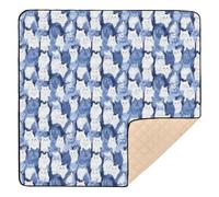 Grand tapis de jeu amusant pour bébé, motif chats angora turcs, bleu marine, élégant, pour le sol, imperméable, rembourré pour bébés, nourrissons, tout-petits, 127 x 127 cm