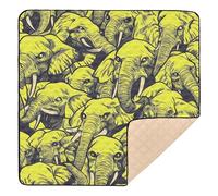 Grand tapis de jeu antidérapant à motif éléphant jaune pour intérieur et extérieur, résistant à l'eau, tapis d'activités pour bébés, nourrissons et tout-petits, 127 x 127 cm