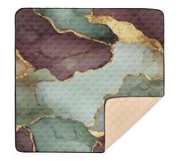 Grand tapis de jeu antidérapant en marbre vert sauge bordeaux pour intérieur et extérieur - Tapis d'activité confortable pour bébés, enfants, tout-petits, nourrissons, 127 x 127 cm