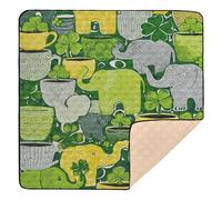 Grand tapis de jeu antidérapant multicolore éléphant et poterie pour l'intérieur et l'extérieur, résistant à l'eau, pour nouveau-nés, nourrissons, tout-petits, 127 x 127 cm