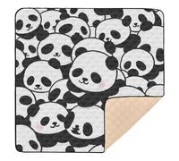 Grand tapis de jeu antidérapant pour bébé fille - Motif panda mignon - Pour l'intérieur et l'extérieur - Imperméable - Pliable - Pour bébés et tout-petits - 127 x 127 cm