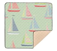 Grand tapis de jeu antidérapant pour bébé fille, motif voiliers, vert, pour intérieur et extérieur, imperméable, pliable, pour bébés, nourrissons, tout-petits, 127 x 127 cm