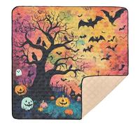 Grand tapis de jeu antidérapant pour bébé, motif chat noir, motif sorcière, Halloween, tapis de sport confortable pour bébé, tout-petit, 127 x 127 cm