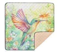 Grand tapis de jeu antidérapant pour bébé, motif colibri et fleur, aquarelle, lavable au sol, pour bébés, nourrissons, tout-petits, 127 x 127 cm