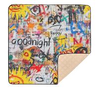 Grand tapis de jeu antidérapant pour bébé, motif collage artistique graffiti, pour le sol, non toxique, tapis d'activités pour bébés, nourrissons et tout-petits, 127 x 127 cm