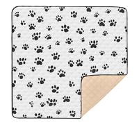 Grand tapis de jeu antidérapant pour bébé, motif empreintes de pattes safari, pliable pour intérieur et extérieur, résistant à l'eau, tapis d'activités pour bébés, nourrissons, tout-petits, 127 x 127