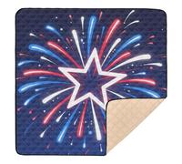 Grand tapis de jeu antidérapant pour bébé, motif feu d'artifice patriotique, imperméable, rembourré, 127 x 127 cm