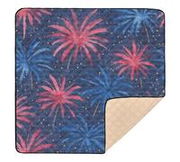 Grand tapis de jeu antidérapant pour bébé motif feux d'artifice aquarelle pour le sol, résistant à l'eau, tapis à ramper pour bébé et tout-petit, 127 x 127 cm