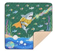Grand tapis de jeu antidérapant pour bébé, motif requin amusant, lavable et pliable, tapis d'éveil pour bébé et tout-petit, 127 x 127 cm, tapette piano pour bébé