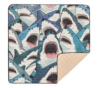 Grand tapis de jeu antidérapant pour bébé, motif requin, lavable, pour le ventre, 127 x 127 cm
