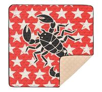 Grand tapis de jeu antidérapant pour bébé, résistant à l'eau, motif scorpions et étoiles, rouge, blanc, 127 x 127 cm