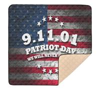 Grand tapis de jeu antidérapant pour l'intérieur et l'extérieur - Carte de vœux pour la fête des patriotes - Drapeau américain - Confortable - Pour bébés, nourrissons et tout-petits - 127 x 127 cm