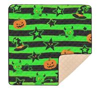 Grand tapis de jeu antidérapant pour l'intérieur et l'extérieur - Motif fantôme diable vert mignon pour Halloween - Pour l'intérieur et l'extérieur - Léger et pliable - Pour bébé et nourrisson - 127 x