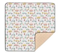 Grand tapis de jeu coloré pour bébé - Motif voitures de dessin animé - Pour intérieur et extérieur - 127 x 127 cm