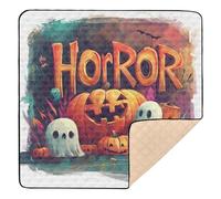 Grand tapis de jeu effrayant pour Halloween, motif citrouille, maïs sucré, pour bébé, lavable au sol, 127 x 127 cm
