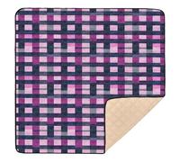 Grand tapis de jeu élégant à motif pied-de-poule à chevrons violet pour intérieur et extérieur, tapis d'activités de jeu confortable pour bébés, nourrissons et tout-petits, 127 x 127 cm
