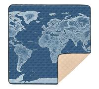 Grand tapis de jeu élégant avec carte du monde de style Blueprint pour le sol, léger, pour le ventre et le ramper pour nouveau-nés, bébés, nourrissons, tout-petits, 127 x 127 cm
