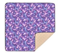 Grand tapis de jeu élégant bleu safari violet pour intérieur et extérieur, tapis d'activités pour bébé, tout-petit, 127 x 127 cm