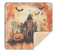 Grand tapis de jeu élégant en forme de citrouille d'Halloween pour l'intérieur et l'extérieur 1 pièce pour bébés, enfants, tout-petits, nourrissons, 127 x 127 cm