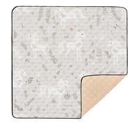 Grand tapis de jeu élégant et confortable pour bébé, motif licornes de dessin animé, motif floral, gris clair, confortable, respirant, pour bébés, enfants, tout-petits, nourrissons, 127 x 127 cm