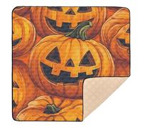 Grand tapis de jeu élégant motif citrouille Halloween sans couture pour l'intérieur et l'extérieur, lavable pour bébés, nourrissons et tout-petits, 127 x 127 cm