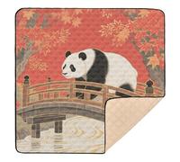 Grand tapis de jeu élégant panda rouge doré pour intérieur et extérieur, confortable pour bébé, tout-petit, 127 x 127 cm