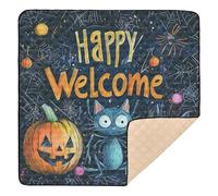 Grand tapis de jeu élégant pour bébé Halloween motif chat de cauchemar pour intérieur et extérieur, lavable, rembourré pour bébés, nourrissons et tout-petits, 127 x 127 cm