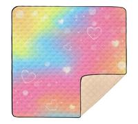 Grand tapis de jeu élégant pour bébé, motif cœur arc-en-ciel, imperméable, pour bébé, tout-petit, 127 x 127 cm