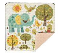 Grand tapis de jeu élégant pour bébé, motif dessin animé, éléphant, oiseau, pour intérieur et extérieur, imperméable, pliable, rembourré, pour bébés, enfants, tout-petits, nourrissons, 127 x 127 cm