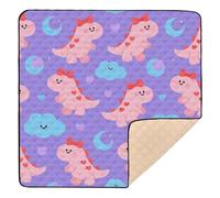Grand tapis de jeu élégant pour bébé motif dinosaures roses et violets pour le sol, confortable, pliable, pour salle de jeux, pour bébés, nourrissons, tout-petits, 127 x 127 cm, alfombras avec musique