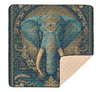 Grand tapis de jeu élégant pour bébé, motif éléphant bleu - Pour nouveau-nés, bébés, nourrissons et tout-petits - 127 x 127 cm