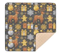 Grand tapis de jeu élégant pour bébé, motif icônes de Noël marron, pour intérieur et extérieur, tapis de jeu léger pour nouveau-nés, bébés, nourrissons, tout-petits, 127 x 127 cm