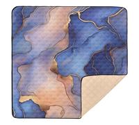 Grand tapis de jeu élégant pour bébé, motif marbre doré, bleu, lavable au sol, tapis de jeu de voyage pour bébés, nourrissons et tout-petits, 127 x 127 cm