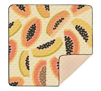 Grand tapis de jeu élégant pour l'intérieur et l'extérieur, imperméable, motif papaye, jaune, pour bébés, nourrissons, tout-petits, 127 x 127 cm