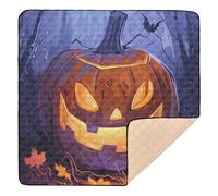 Grand tapis de jeu élégant pour l'intérieur et l'extérieur, motif citrouille d'Halloween, safari, confortable, respirant pour bébé, 127 x 127 cm