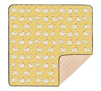 Grand tapis de jeu élégant pour l'intérieur et l'extérieur - Motif poule blanc et jaune - Pour bébés et tout-petits - 127 x 127 cm