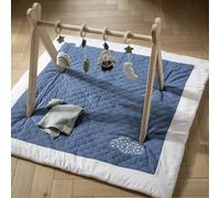Grand tapis de jeu en coton matelassé - petit nuage blanc/bleu TU