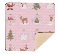 Grand tapis de jeu épais et élégant avec boule de cristal rose Merry Christmas pour bébé, tapis de jeu pliable en une pièce pour bébés, nourrissons et tout-petits, 127 x 127 cm