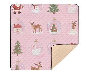 Grand tapis de jeu épais et élégant avec boule de cristal rose Merry Christmas pour bébé, tapis de jeu pliable en une pièce pour bébés, nourrissons et tout-petits, 127 x 127 cm