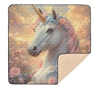 Grand tapis de jeu licorne rétro vintage élégant pour que bébé puisse jouer sur le sol pour le sol, léger et pliable pour bébés, nourrissons et tout-petits, 127 x 127 cm