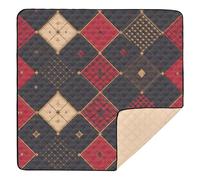 Grand tapis de jeu matelassé rouge et noir élégant pour bébé, confortable et respirant pour bébés, nourrissons et tout-petits, 127 x 127 cm