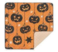 Grand tapis de jeu pliable et élégant pour bébé motif citrouille d'Halloween pour le sol, lavable et pliable, tapis de jeu de voyage pour bébé et tout-petit, 127 x 127 cm