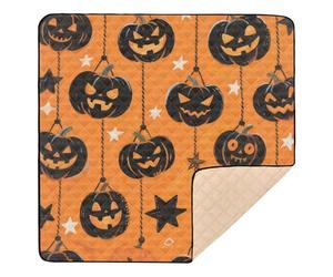 Grand tapis de jeu pliable et élégant pour bébé motif citrouille d'Halloween pour le sol, lavable et pliable, tapis de jeu de voyage pour bébé et tout-petit, 127 x 127 cm