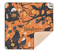 Grand tapis de jeu pour bébé avec chauve-souris et arbre pour Halloween, pour intérieur et extérieur, lavable, pour bébés, tout-petits, nourrissons, 127 x 127 cm