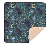 Grand tapis de jeu robuste avec motif chat noir mystérieux sans couture pour le sol, confortable, respirant pour nouveau-nés, bébés, nourrissons, tout-petits, 127 x 127 cm