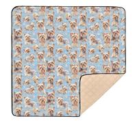 Grand tapis de jeu robuste bleu pour bébé Yorkshire Terrier chic pour le sol, tapis de jeu léger sur le ventre et tapis à ramper pour bébés, enfants, tout-petits, nourrissons, 127 x 127 cm