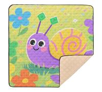Grand tapis de jeu robuste coloré en forme d'escargot et de fleurs de dessin animé pour bébé, 127 x 127 cm
