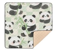 Grand tapis de jeu robuste en bambou pour bébé fille mignon panda dessin animé pour le sol, léger et pliable pour bébés, nourrissons, tout-petits, 127 x 127 cm, alfombras para jugar Bebes